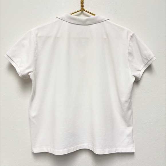 Polo Ralph Lauren Boxy Fit Cropped Polo Shirt Size‎ Large White Pique Cotton - Picture 8 of 11